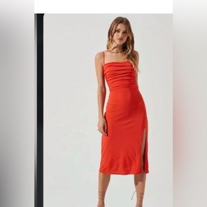 GELLER RUCHED CUTOUT MIDI DRESS
